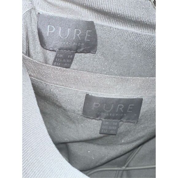 Beautiful two piece Pure Collection Navy Metallic Bamboo blouse and cardigan swe - Picture 10 of 12